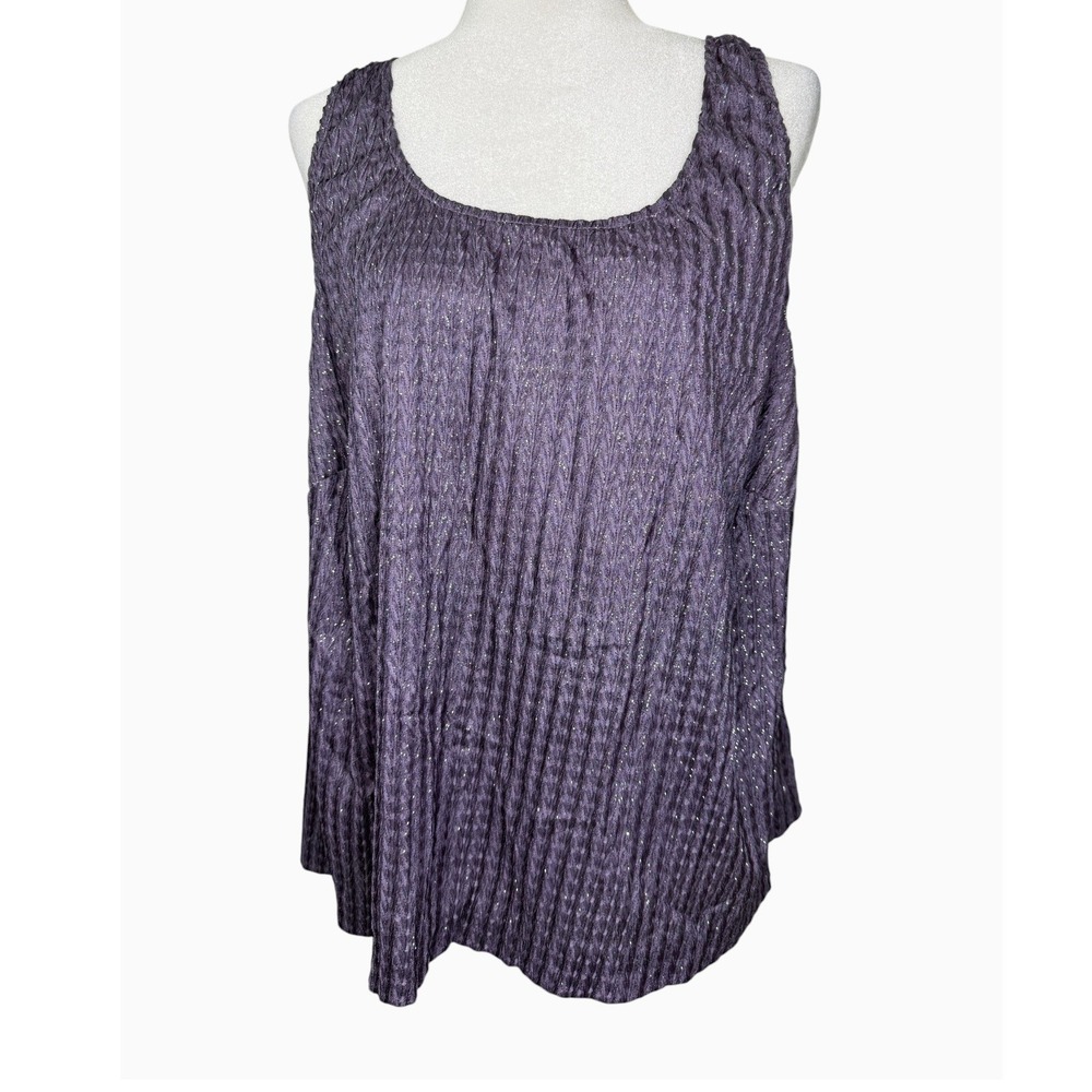 Alex Evenings Woman 3X Purple Shimmer Textured Tank Top NWT Plus Size